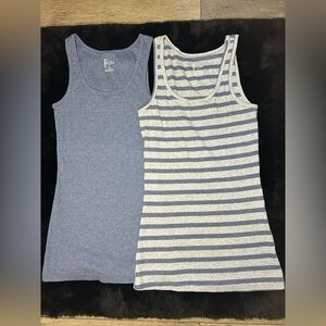 Felina Women’s Ribbed Tank Top Set Small Blue & Blue Stripe Sleeveless